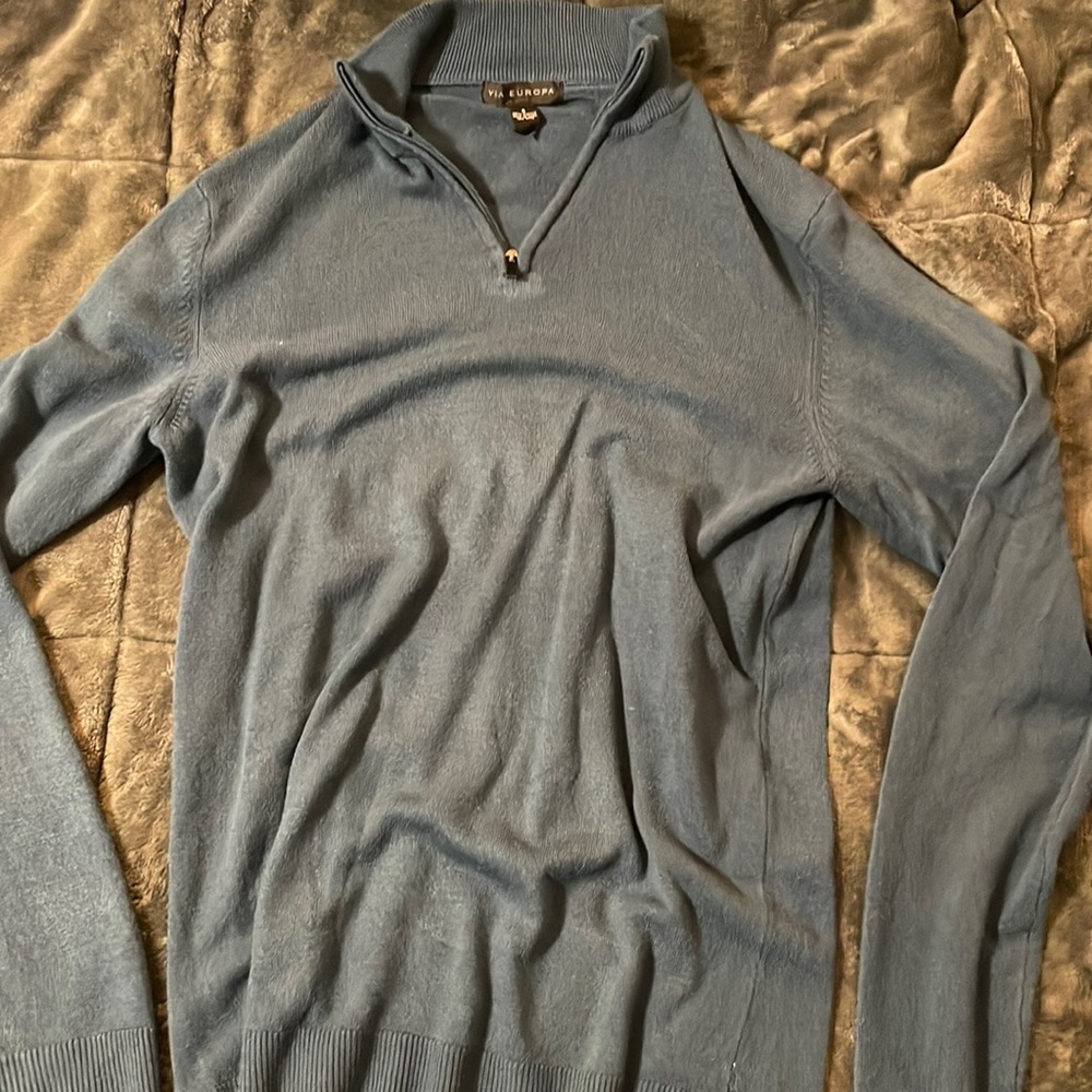 Via Europa Quarter Zip Size S Aqua Blue